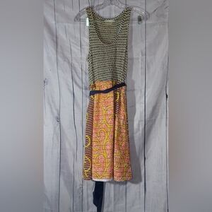 PORRIDGE Anthropologie Flight of the Bee Multi Mix Rayon Silk Dress sz M